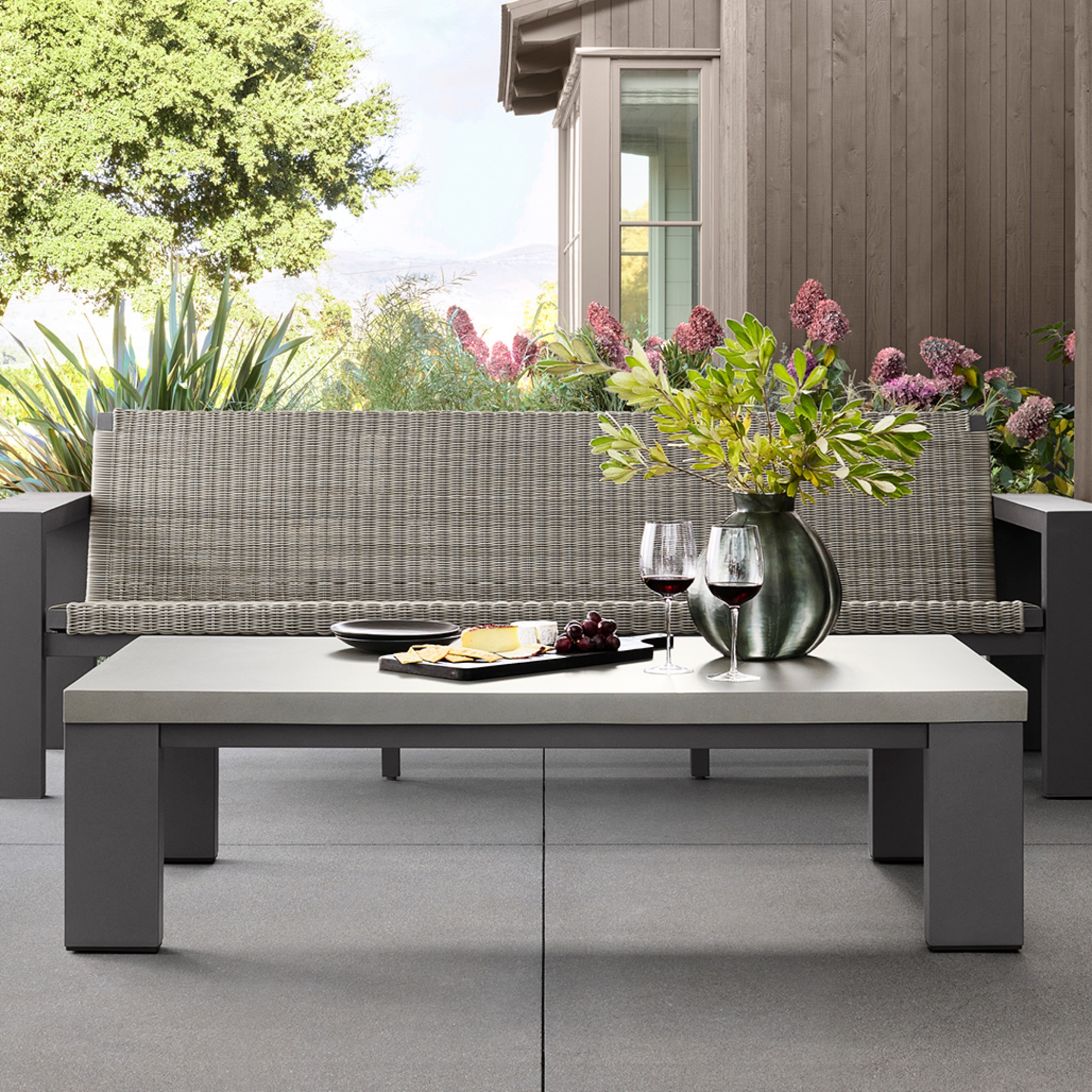 Larnaca Outdoor Slate Grey Metal Fiberstone Coffee Table (60″) Sansujyuku sansujyuku.com
