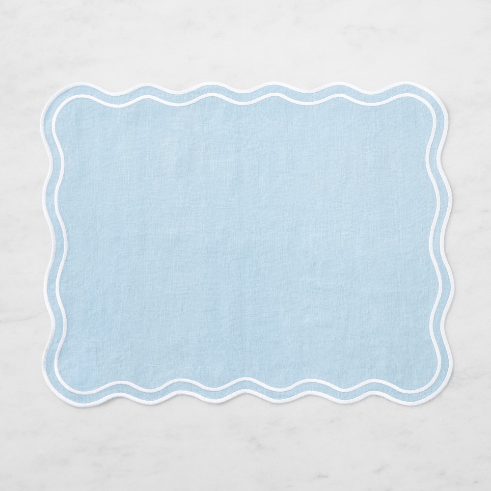 AERIN x Williams Sonoma Scalloped Placemats, Set of 4 - Set of 4, Blue