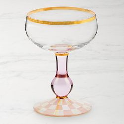 MacKenzie-Childs Rosy Check Coupe Glass