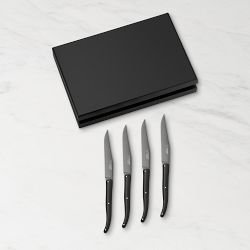 Laguiole en Aubrac Steak Knife Set, Black Paperstone