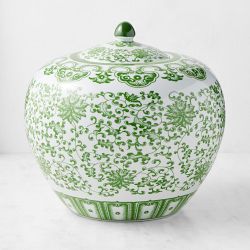 OPEN BOX: Green Ginger Jar, Floral Vine, 12.25"