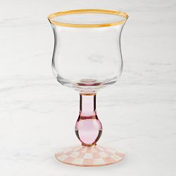 MacKenzie-Childs Rosy Check Wine Glass
