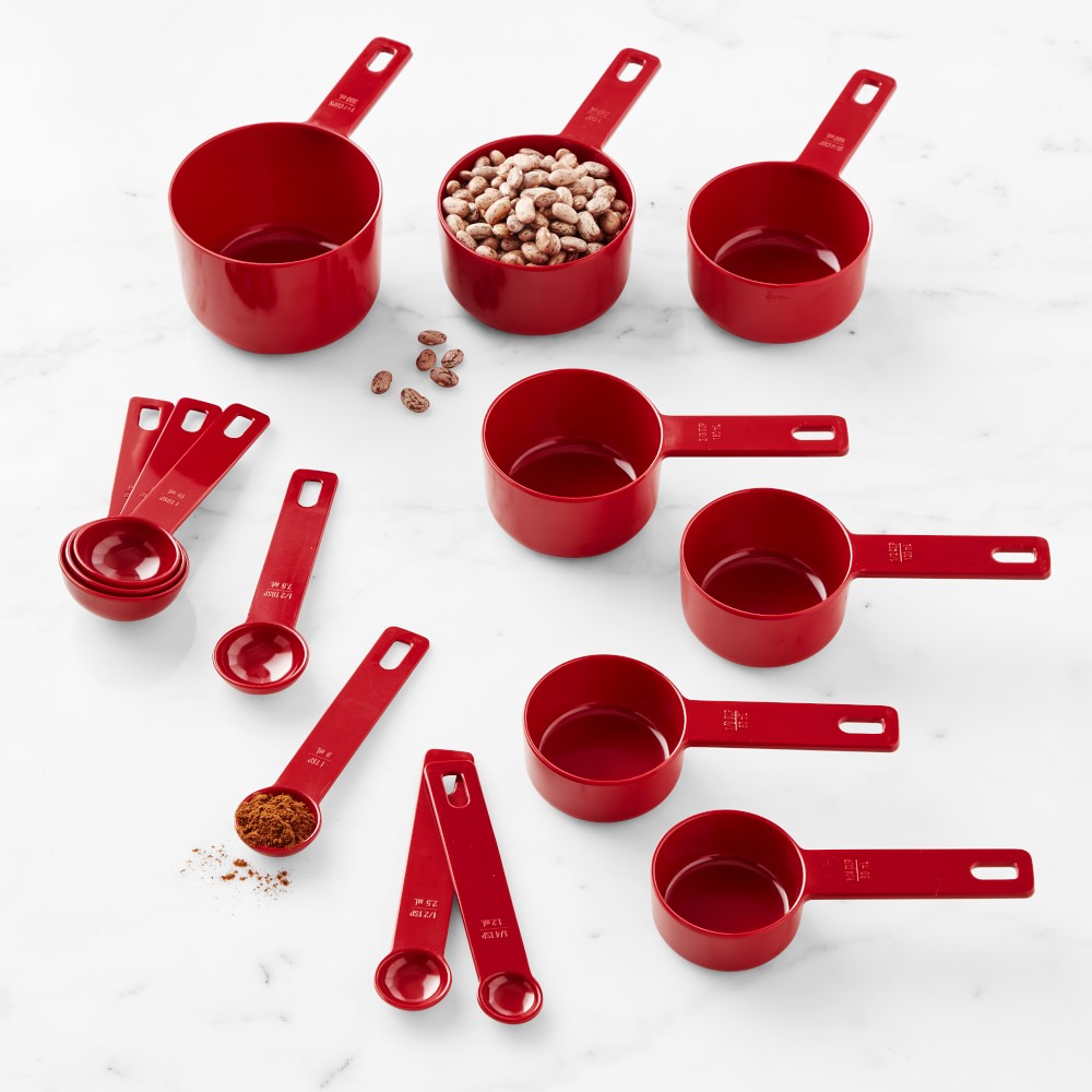 Williams Sonoma Round Melamine Measuring Cups & Spoons - Set of 14, Red