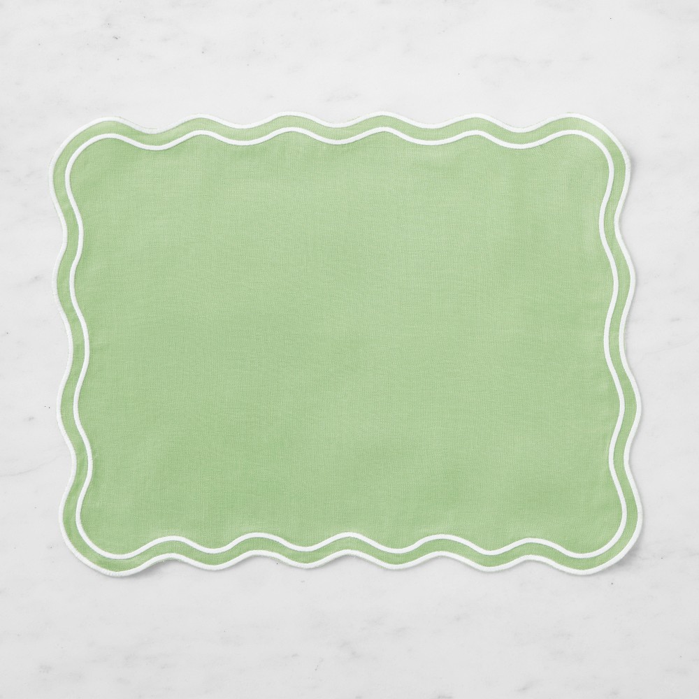 AERIN x Williams Sonoma Scalloped Placemats, Set of 4 - Set of 4, Green