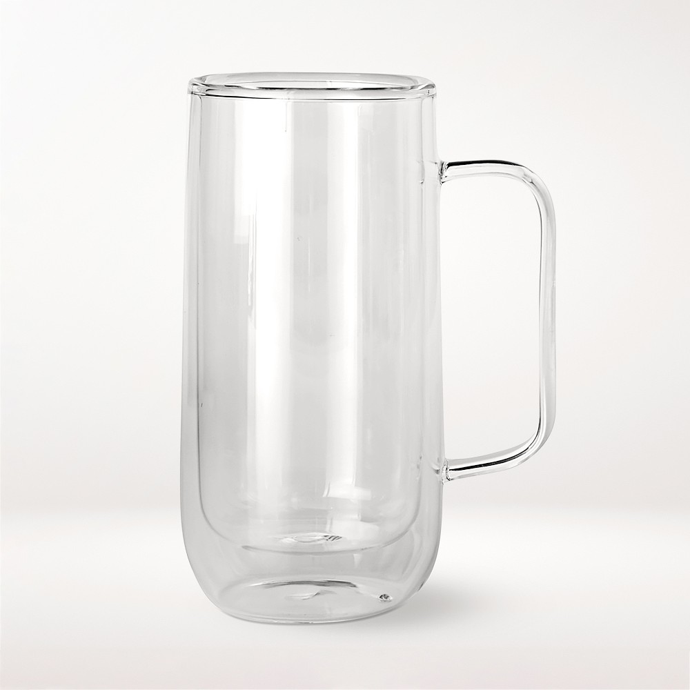 Double-Wall Glass Tall Coffee Mugs - Set of 4