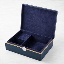 Blue Faux Leather Jewelry Box