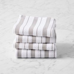 Williams Sonoma Classic Stripe Dishcloths, Set of 4, Drizzle Grey