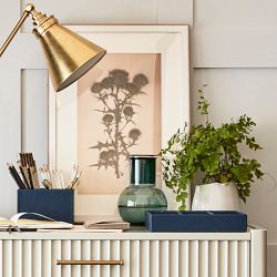 Blue Faux Leather Desk Accessories