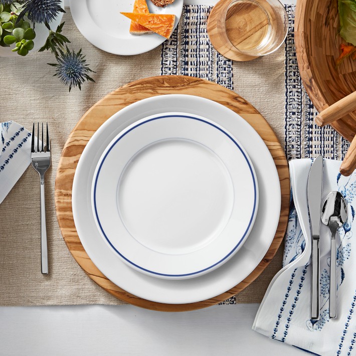10枚セット　アピルコ リーフ皿 白皿 APILCO フランス製 Apilco Tradition Blue-Banded Porcelain Dinner Plates | Williams Sonoma