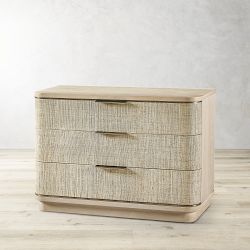 Seiche 3-Drawer Large Grass Cloth Nightstand (42")