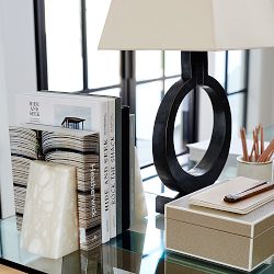 White Alabaster Slanted Bookends, Set of 2