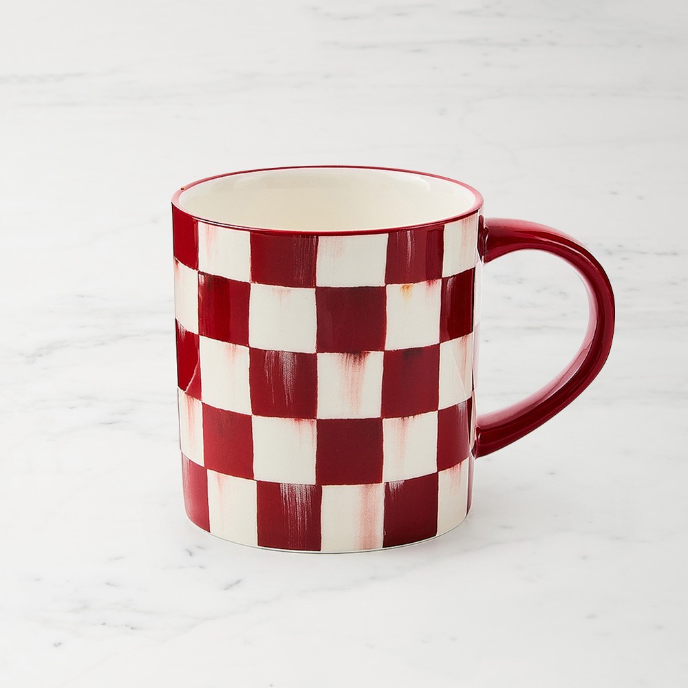MacKenzie-Childs Cherry Check Mugs - Set of 4
