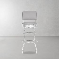 OPEN BOX: Cushion-Back Diner Stool, 30", Dove