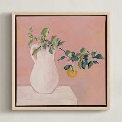 Minted, Carolyn Hunt, Orange Branch, Framed Canvas, 11x11, Natural Wood Frame