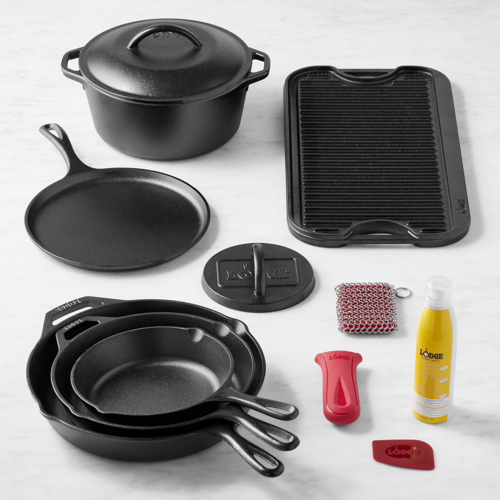 Lodge Classic Seasoned Cast Iron 8-Piece Cookware Set With Care Kit Simolary simolary.com