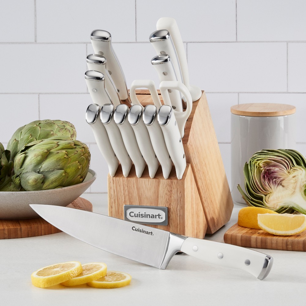 Cuisinart Triple Rivet Knife Block, Set of 15 - Set of 15, Cream