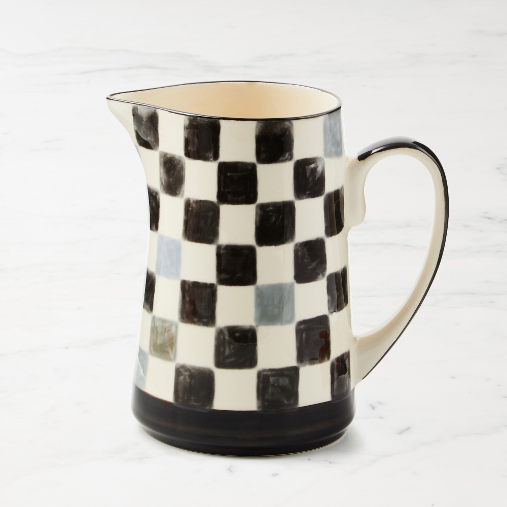 MacKenzie-Childs Stoneware Check Pitcher - Black