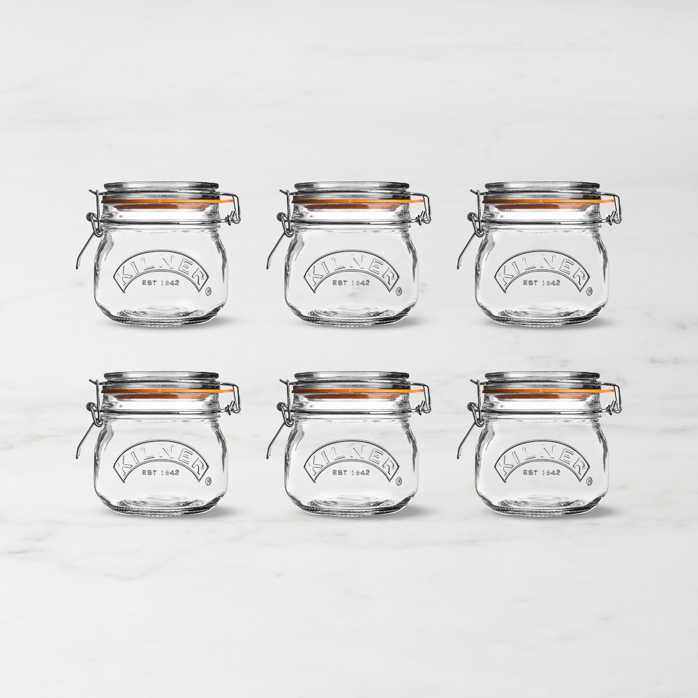Kilner Round Clip Top Jar, 17 oz, Set of 6 - 17 oz, Set of 6