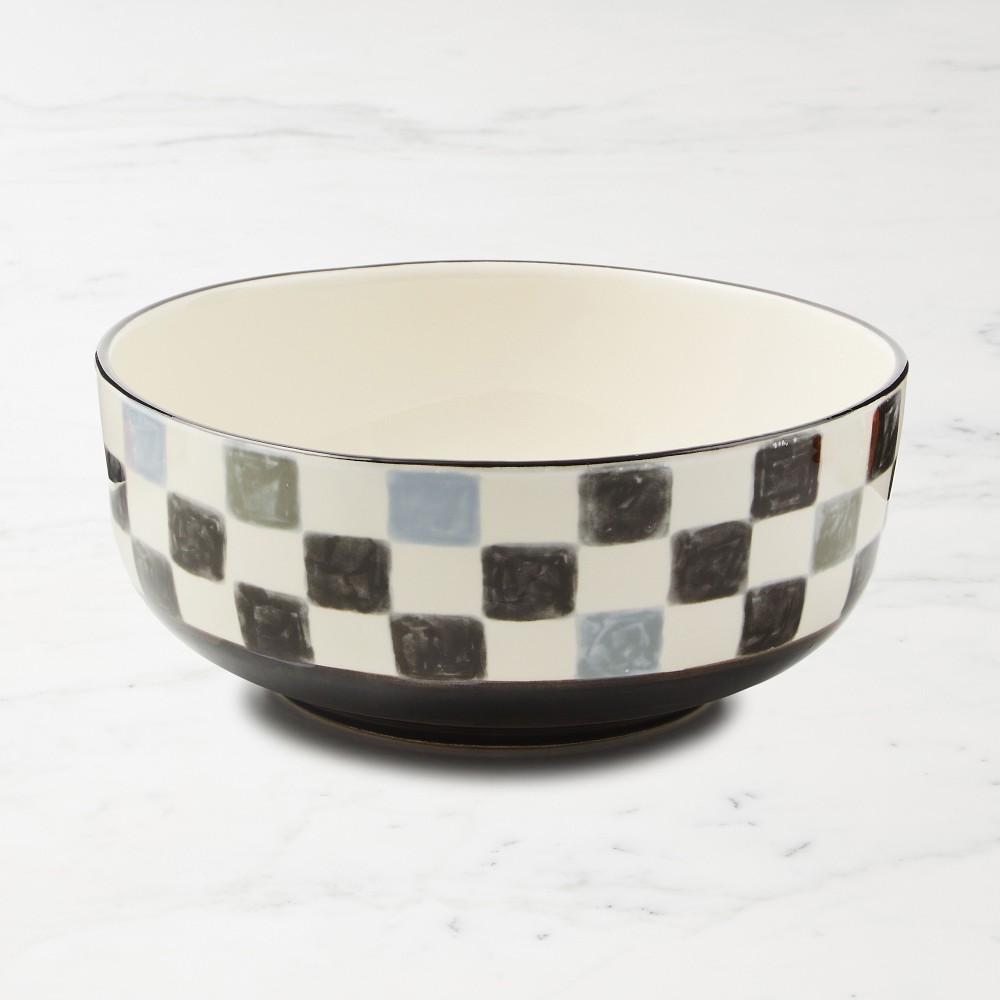 MacKenzie-Childs Stoneware Check Serving Bowl - Black