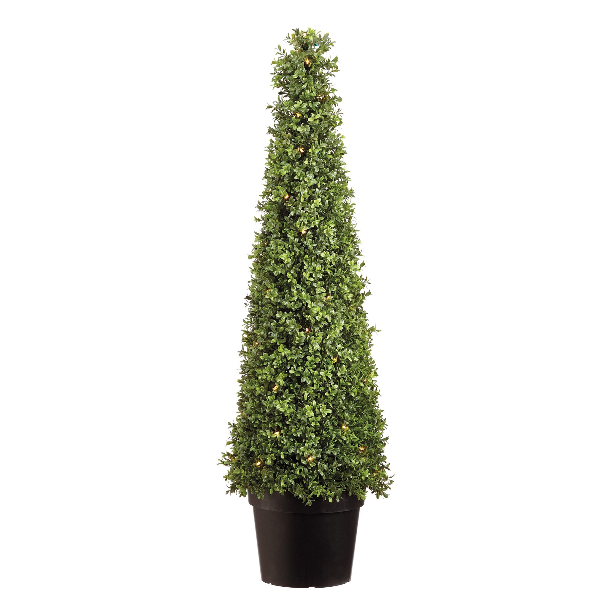Pre-Lit UV Protected Faux Boxwood Cone Topiary in Pot, 48″ Simolary simolary.com