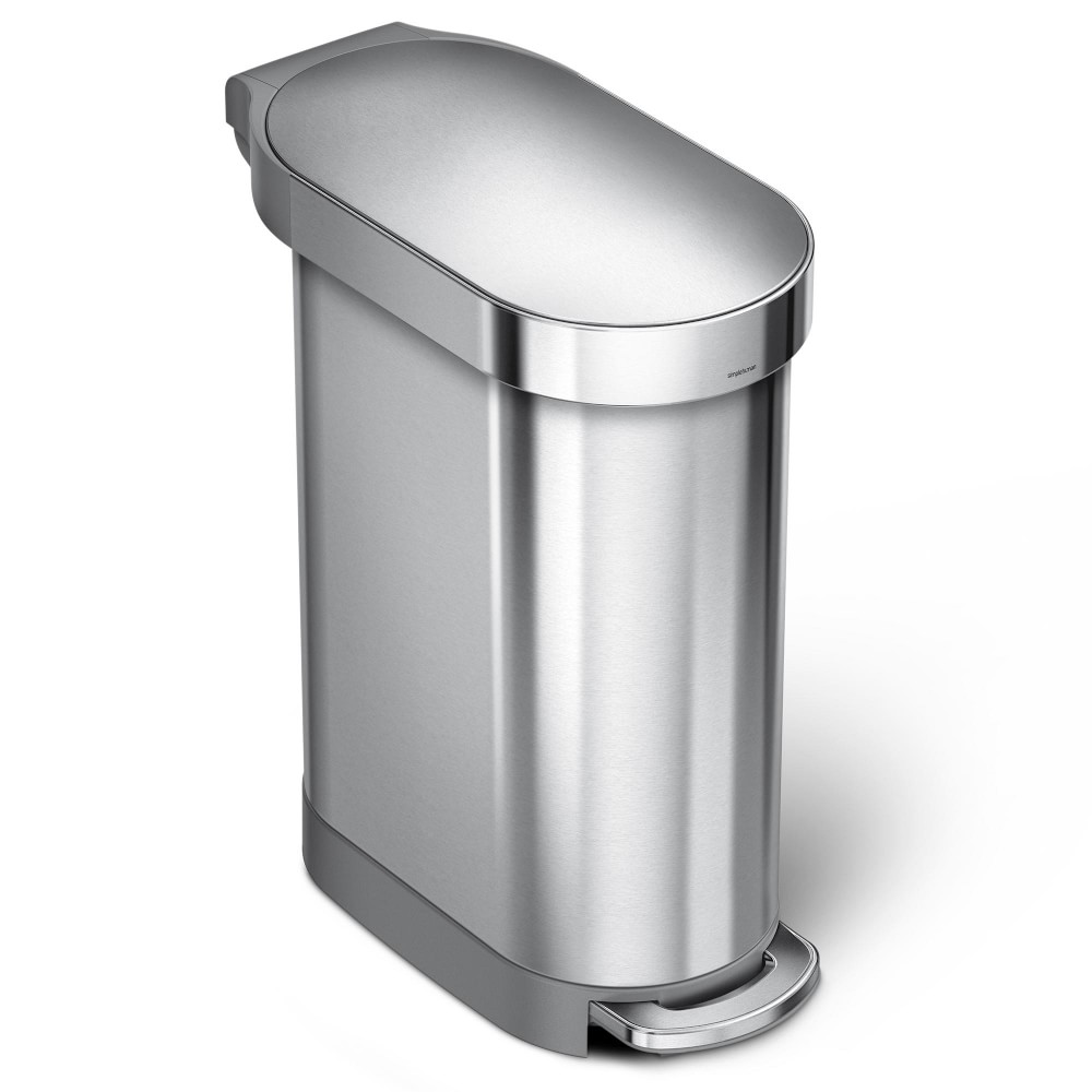 simplehuman™ 45-Liter Slim Hands-Free Kitchen Step Trash Can with Liner Rim - Brushed Stainless