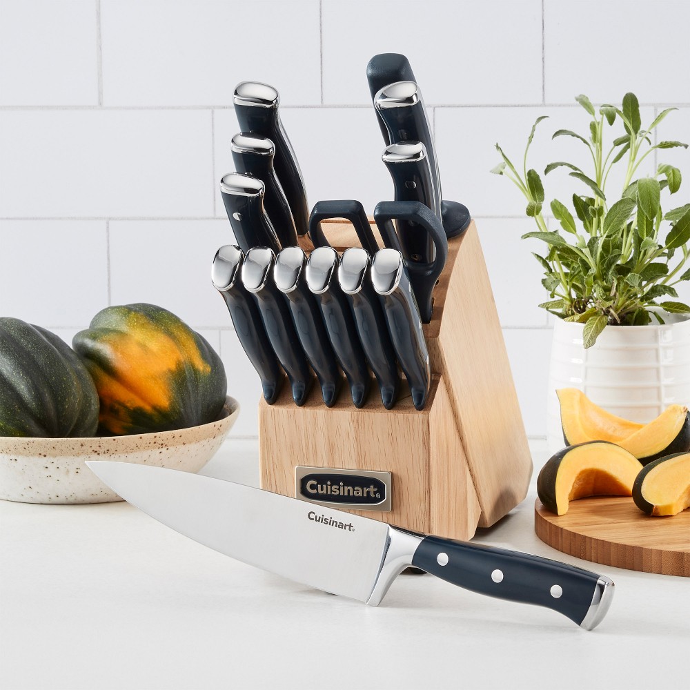 Cuisinart Triple Rivet Knife Block, Set of 15 - Set of 15, Blue
