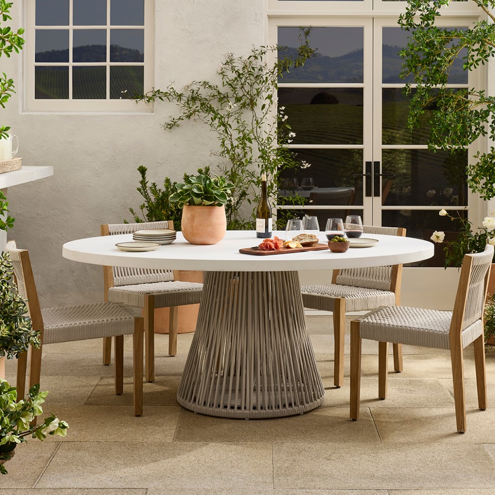 Pasadena Outdoor Fiberstone and Rope Oval Dining Table (72") by Williams Sonoma Home