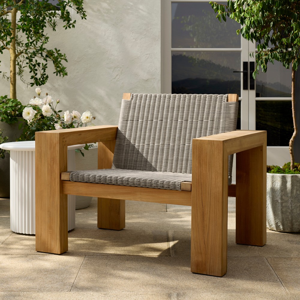 Larnaca Outdoor Teak x All-Weather-Weave Club Chair by Williams Sonoma Home