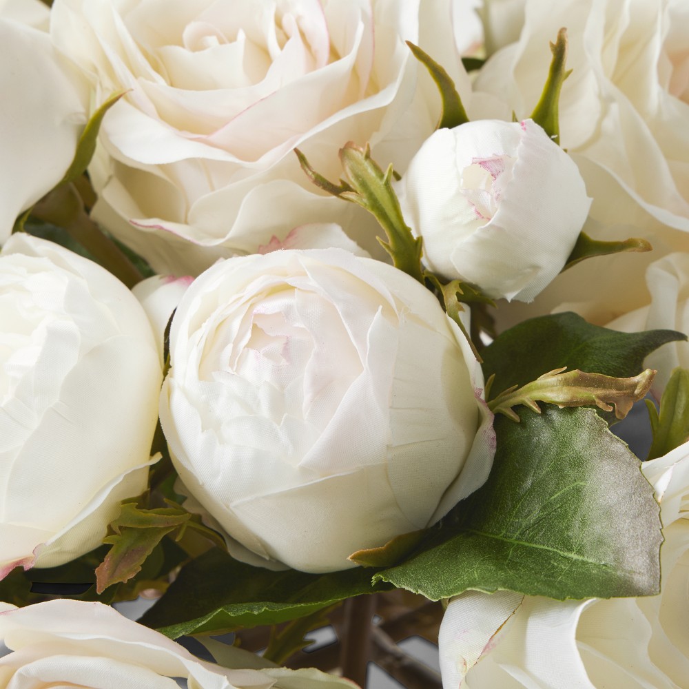 Faux White Rose Arrangement in Square Vase by Williams Sonoma Home