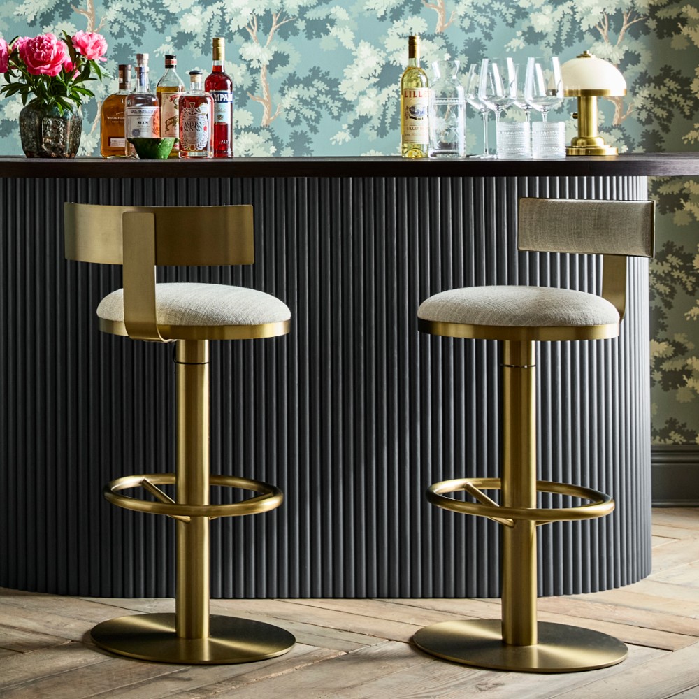 Larkin Upholstered Pedestal Counter & Bar Stool by Williams Sonoma Home