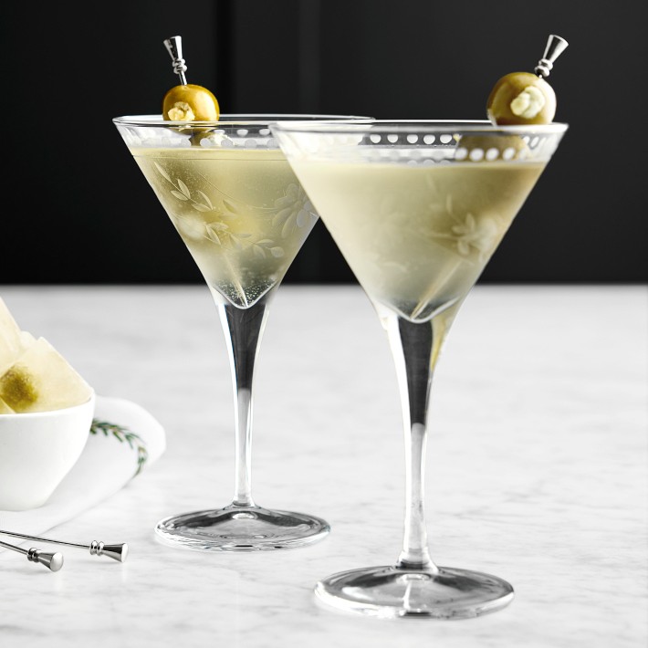 【希少】MARTINI アンティーク Vintage Etched Martini Glasses - Set of 4 | Cocktail Glasses