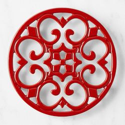 Round Cast Iron Trivet, Red