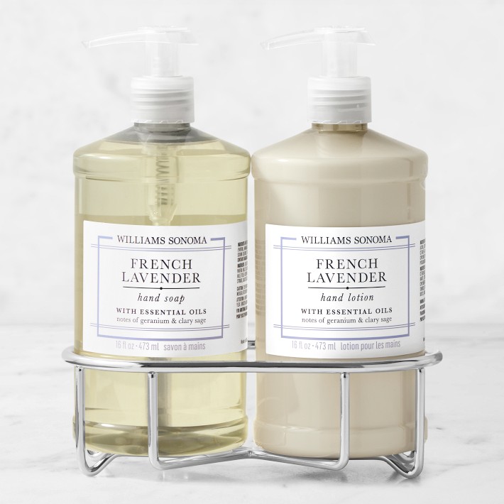 Williams Sonoma French Lavender Hand Soap & Lotion 3-Piece Set, Classic, Stainless-Steel
