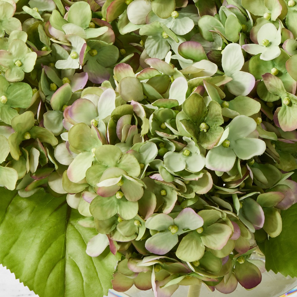 Faux Green & Purple Hydrangea Arrangement in Glass Vase by Williams Sonoma Home