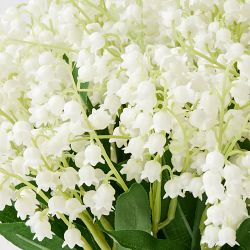 Faux Lily of the Valley Arrangement in Blue &amp; White Pot