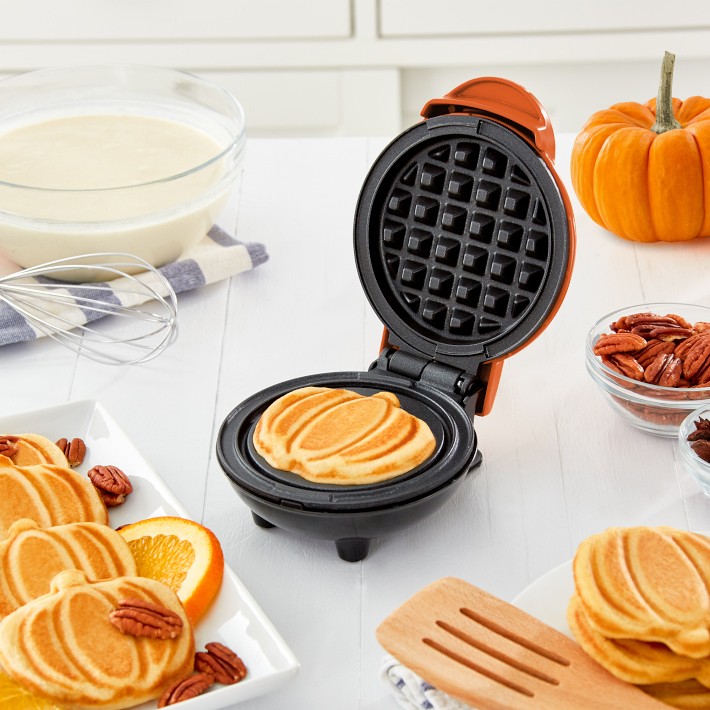 Dash Mini Pumpkin Waffle Maker in Orange | Williams Sonoma