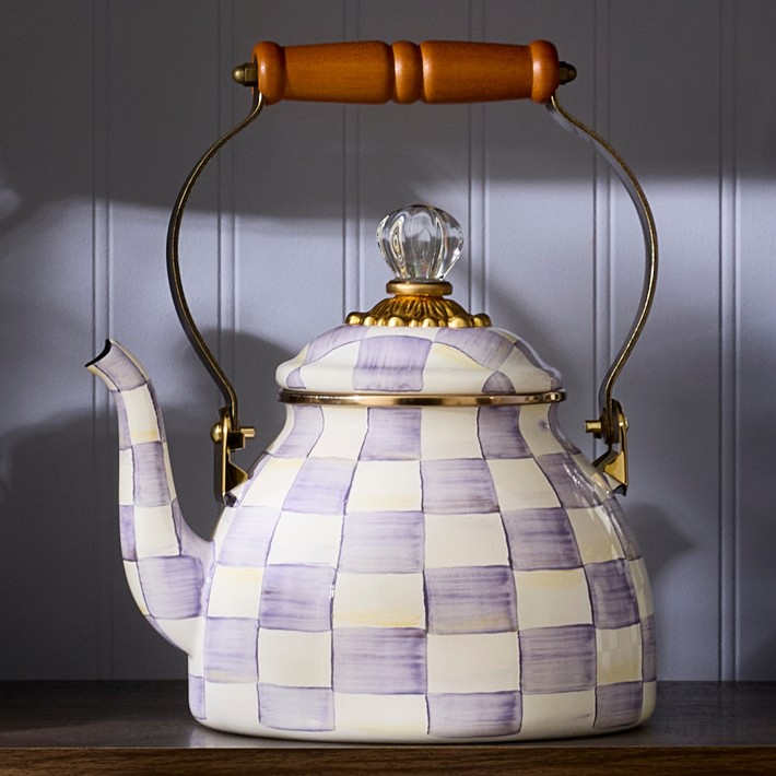 MacKenzie-Childs Violet Check Teakettle | Williams Sonoma