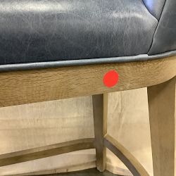 OPEN BOX: Saratoga Dining Curved Back Counter Stool, Italian Distressed Leather, Smokey Blue