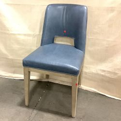 OPEN BOX: Saratoga Dining Curved Back Side Chair, Italian Distressed Leather, Smokey Blue
