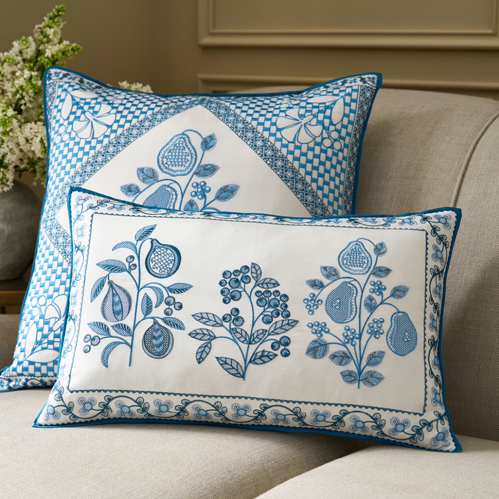 Floral Arch Embroidered Silk Pillow Cover by Williams Sonoma Home