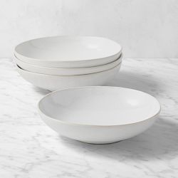 Cyprus Reactive Glaze Pasta Bowls, Set of 4, White