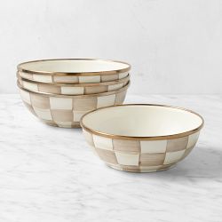 MacKenzie-Childs Mocha Check Everyday Bowls, Set of 4