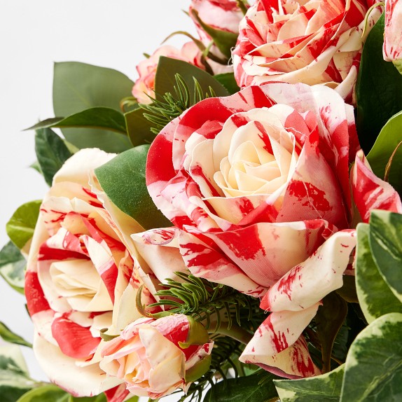 Faux Candy Cane Arrangement in Circular Vase by Williams Sonoma Home
