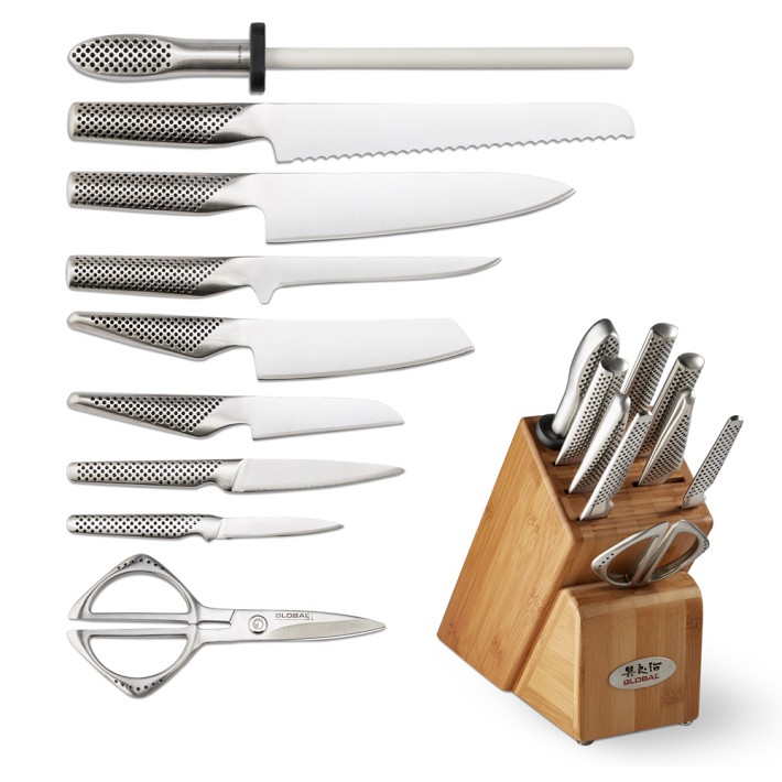 Global Classic 10-Piece Takashi Wooden Knife Block Set | Williams