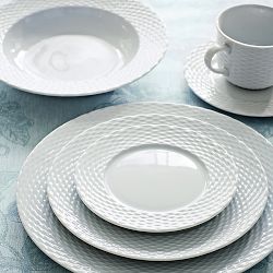 Pillivuyt Basketweave Porcelain Cups &amp; Saucers