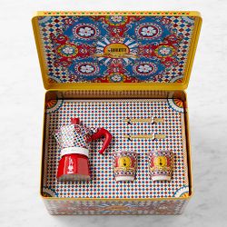 Bialetti Moka Dolce &amp; Gabbana 2-Cup + 2 Espresso Cups &amp; Stirrers Gift Set, Carretto