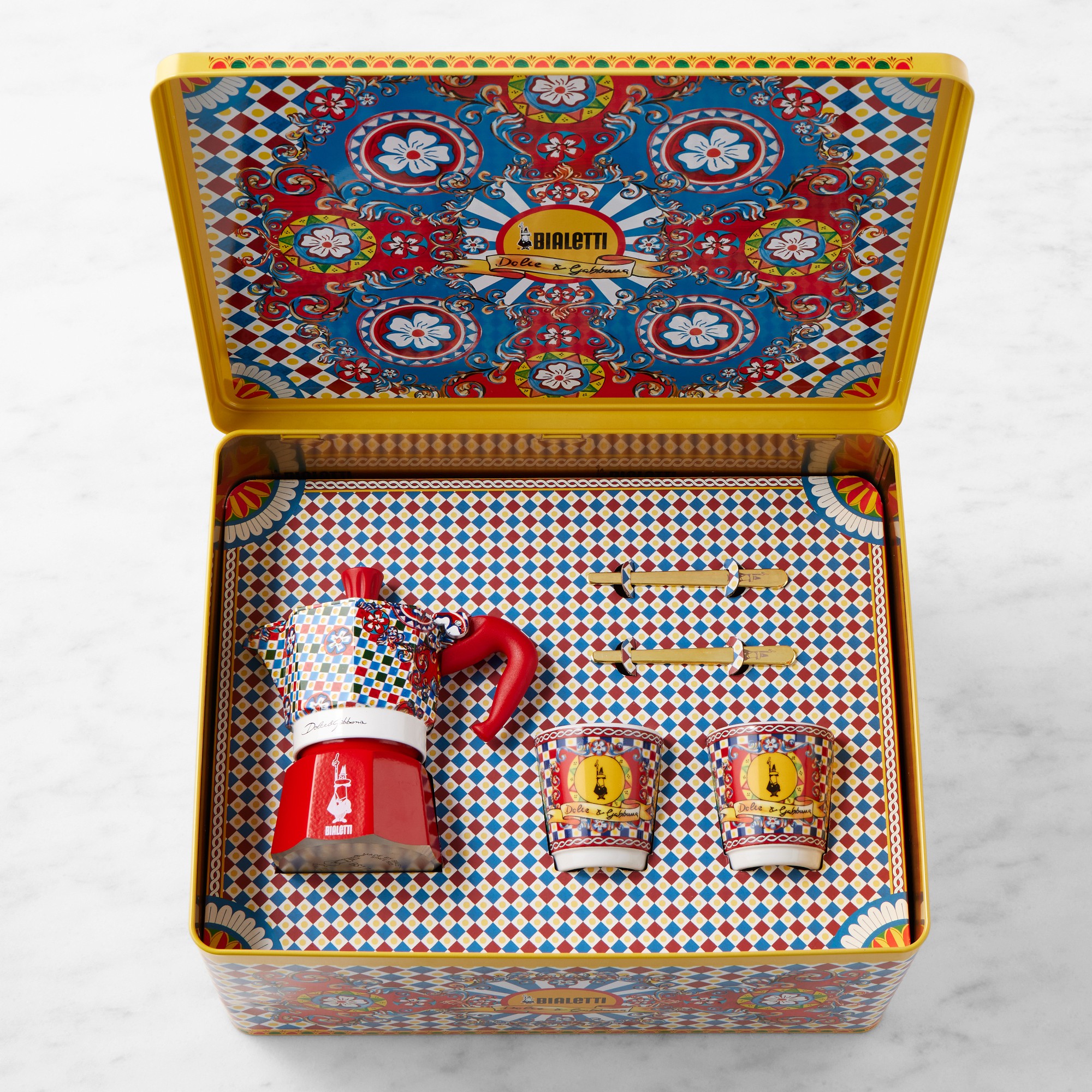 Bialetti Moka Dolce & Gabbana 2-Cup + 2 Espresso Cups & Stirrers Gift Set, Carretto Sansujyuku sansujyuku.com