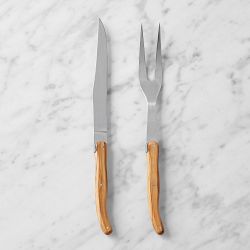 Jean Dubost Olivewood Carving Knife &amp; Meat Fork Set