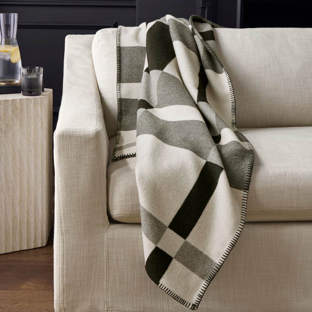 Keiran Wool Jacquard Throw, Black by Williams Sonoma Home