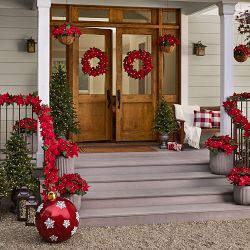 Balsam Hill Red Poinsettia Celebration Faux Wreath &amp; Garland